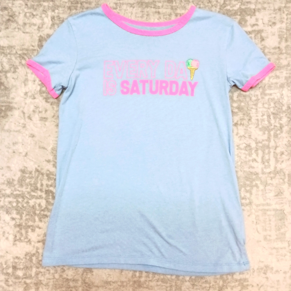 Vineyard Vines Blue Pink Saturday shirt Girls Size Large